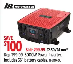 Canadian Tire MotoMaster 3000W Power Inverter. Includes 36˝ battery cables offer