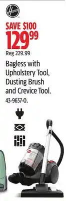 Canadian Tire Bagless with Upholstery Tool, Dusting Brush and Crevice Tool offer