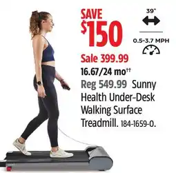 Canadian Tire Sunny Health Under-Desk Walking Surface Treadmill offer