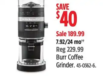 Canadian Tire kitchen-Aid Burr Coffee Grinder offer