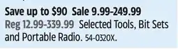 Canadian Tire Selected Tools, Bit Sets and Portable Radio offer
