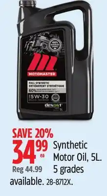 Canadian Tire Motomaster Synthetic Motor Oil offer