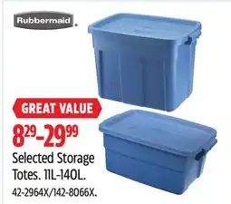 Canadian Tire Rubbermaid Selected Storage Totes offer