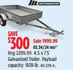 Canadian Tire MotoMaster 4.5 x 7.5´ Galvanized Trailer offer