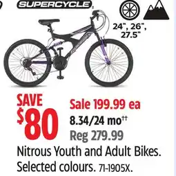 Canadian Tire Supercycle Nitrous Youth and Adult Bikes offer