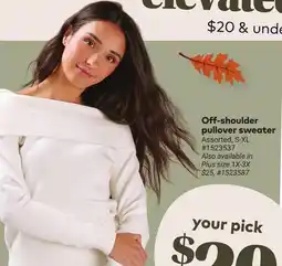 Giant Tiger Off-shoulder pullover sweater offer