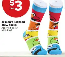 Giant Tiger men's licensed crew socks offer