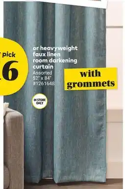 Giant Tiger heavyweight faux linen room darkening curtain offer