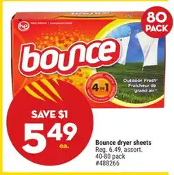 Giant Tiger Bounce dryer sheets offer