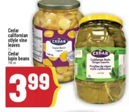 Marché Adonis Cedar californian stlyle vine leaves 1 L Cedar lupin beans 796 ml offer