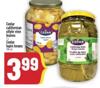 Marché Adonis Cedar californian stlyle vine leaves 1 L Cedar lupin beans 796 ml offer