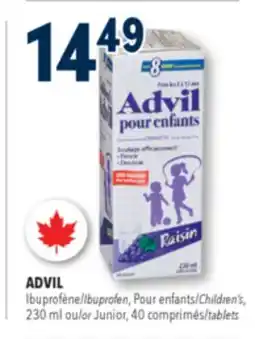 Familiprix ADVIL Ibuprofen, Children's, 230ml or Junior, 40tablets offer