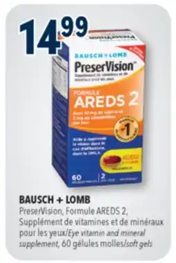Familiprix BAUSCH + LOMB PreserVision, Formule AREDS 2, Eye vitamin and mineral supplement, 60 soft gels offer