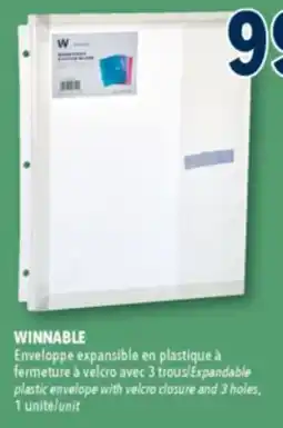 Familiprix WINNABLE Expandable plastic envelope with velcro closure and 3holes, 1unit offer