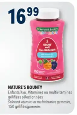 Familiprix NATURE'S BOUNTY Kids, Selected vitamins or multivitamins gummies, 150 gummies offer