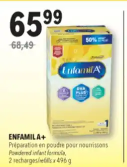 Familiprix ENFAMIL A+ Powdered infant formula, 2 refills x 496g offer