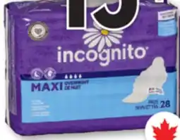 Familiprix INCOGNITO Selected pads or pantiliners offer