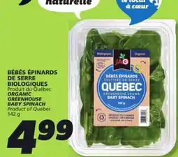 IGA ORGANIC GREENHOUSE BABY SPINACH offer