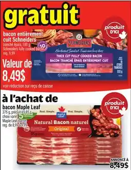 Metro À L'ACHAT DE BACON MAPLE LEAF | MAPLE LEAF BACON offer