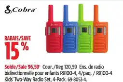 Canadian Tire Cobra RX100-4 Kids' Two-Way Radio Set, 4-Pack offer
