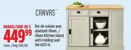 Canadian Tire Olsen Kitchen Island with Folding Leaf offer