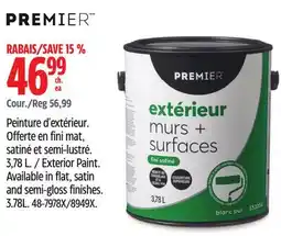 Canadian Tire Premier Exterior Paint. Available in flat, satin and semi-gloss finishes offer