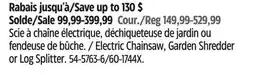 Canadian Tire Electric Chainsaw, Garden Shredder or Log Splitter offer