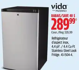 Canadian Tire Vida By Paderno 4.4 Cu-Ft Stainless-Steel Look Fridge offer