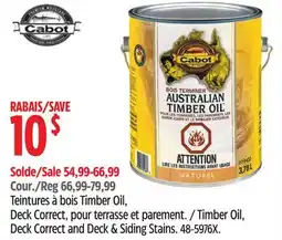 Canadian Tire Cabot Deck Correct and Deck & Siding Stains offer