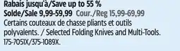 Canadian Tire Outbound Selected Folding Knives and Multi-Tools offer