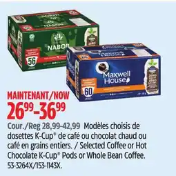 Canadian Tire Selected Coffee or Hot Chocolate K-Cup Pods or Whole Bean Coffee offer