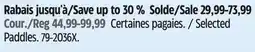 Canadian Tire Selected Paddles offer