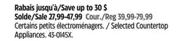 Canadian Tire Selected Countertop Appliances offer