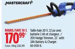 Canadian Tire Mastercraft 20V Hedge Trimmer offer