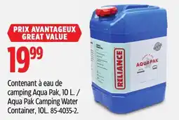 Canadian Tire Aqua Pak Camping Water Container offer