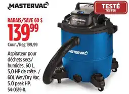Canadian Tire Mastervac 60L Wet/Dry Vac offer