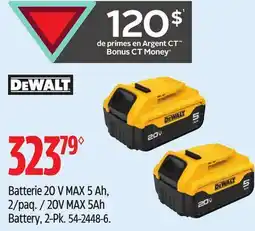 Canadian Tire Dewalt 20V MAX 5Ah Battery offer