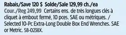 Canadian Tire Selected 10-Pc Extra-Long Double Box End Wrenches. SAE offer