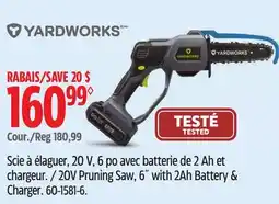 Canadian Tire Yardworks 20V Pruning Saw, 6 with 2Ah Battery & Charger offer
