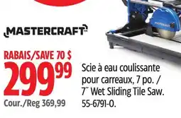 Canadian Tire Mastercraft 7˝ Wet Sliding Tile Saw offer