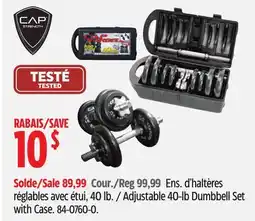 Canadian Tire Adjustable 40-lb Dumbbell Set with Case offer