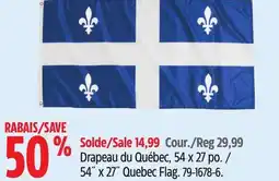 Canadian Tire 54˝ x 27˝ Quebec Flag offer