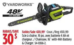 Canadian Tire yardworks Chainsaw, 16 with Ah Battery & Charger offer