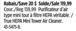 Canadian Tire honeywell True HEPA Mini Tower Air Cleaner offer
