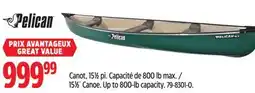 Canadian Tire Pelican Canot, 151⁄2pi. Capacité de 800lb max./ 151⁄2´ Canoe offer