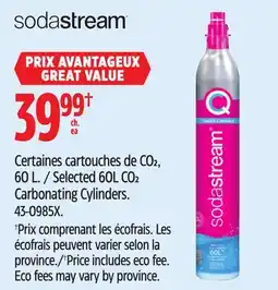 Canadian Tire SodaStream Selected 60L CO2 Carbonating Cylinders offer