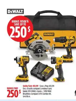Canadian Tire DEWALT 20V MAX Brushless Compact 4-Pc Combo Kit offer