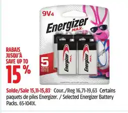 Canadian Tire Selected Energizer Battery Packs offer