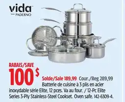 Canadian Tire Vida By Paderno 12-Pc Elite Series 3-Ply Stainless-Steel Cookset offer