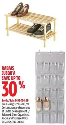 Canadian Tire Selected Shoe Organizers, Racks and Storage Units offer